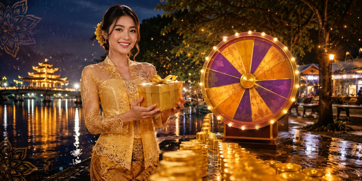 Pemain wanita berkebaya memainkan roulette dalam talian slotmy di Malaysia